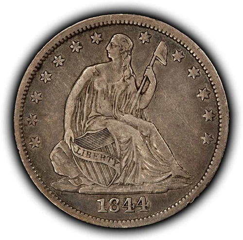 1844-O 50c Seated Liberty Silver Half Dollar - RPD Repunched Date- VF/XF - Z6496