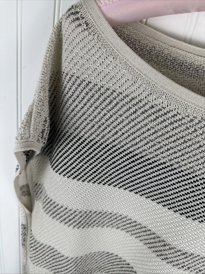 NWD Lafayette 148 Womens Cap Sleeve Woven Stripe Lustrous Tunic Top  1X - Image 3 of 4