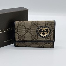 Gucci GG Canvas 6-Key Case Heart Interlocking G with Box