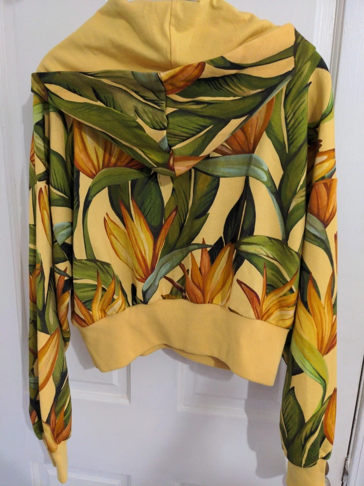 Farm Rio X Adidas Women Hoodie Yellow Size L Birds Of Paradise Semi Spark NWOT - Image 4 of 4