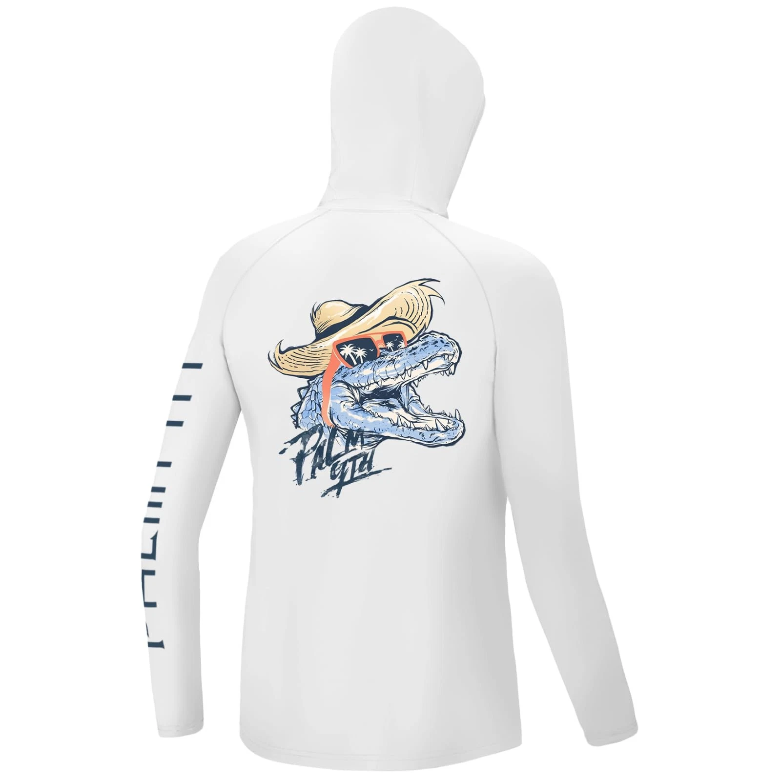 Boys Fishing Shirt Youth Hoodie UPF 50+ Sun Protection Long Sleeve (White/Cro...