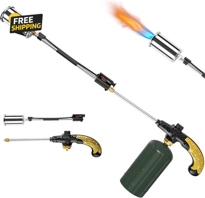 Propane Torch Weed Burner, Adjustable Flame Thrower with Detachable Handle