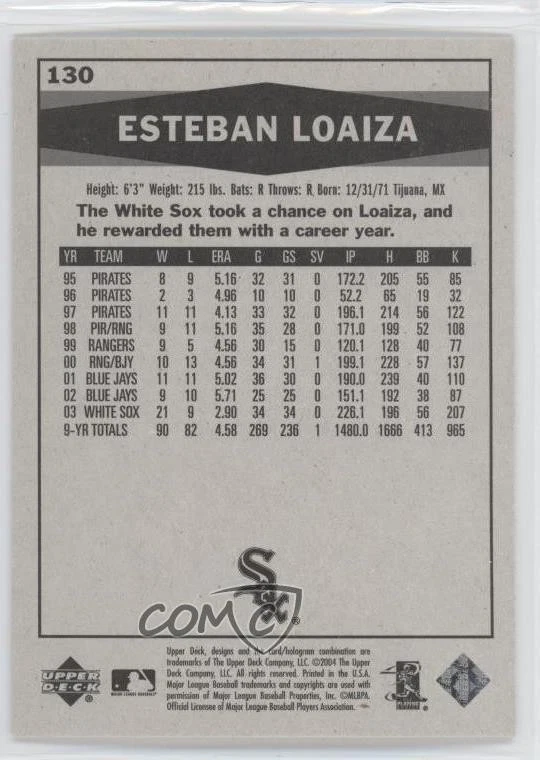 2004 Upper Deck Vintage Esteban Loaiza #130 - Image 2 of 2