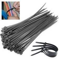 100 X Black Heavy Duty Cable Zip Ties 12" Nylon Wire Cords Temperature Resistant