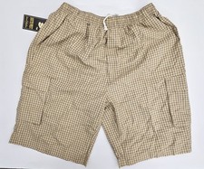 Vtg Y2K South West Plaid Cargo Shorts XL Deadstock New Old Stock Brown Plaid