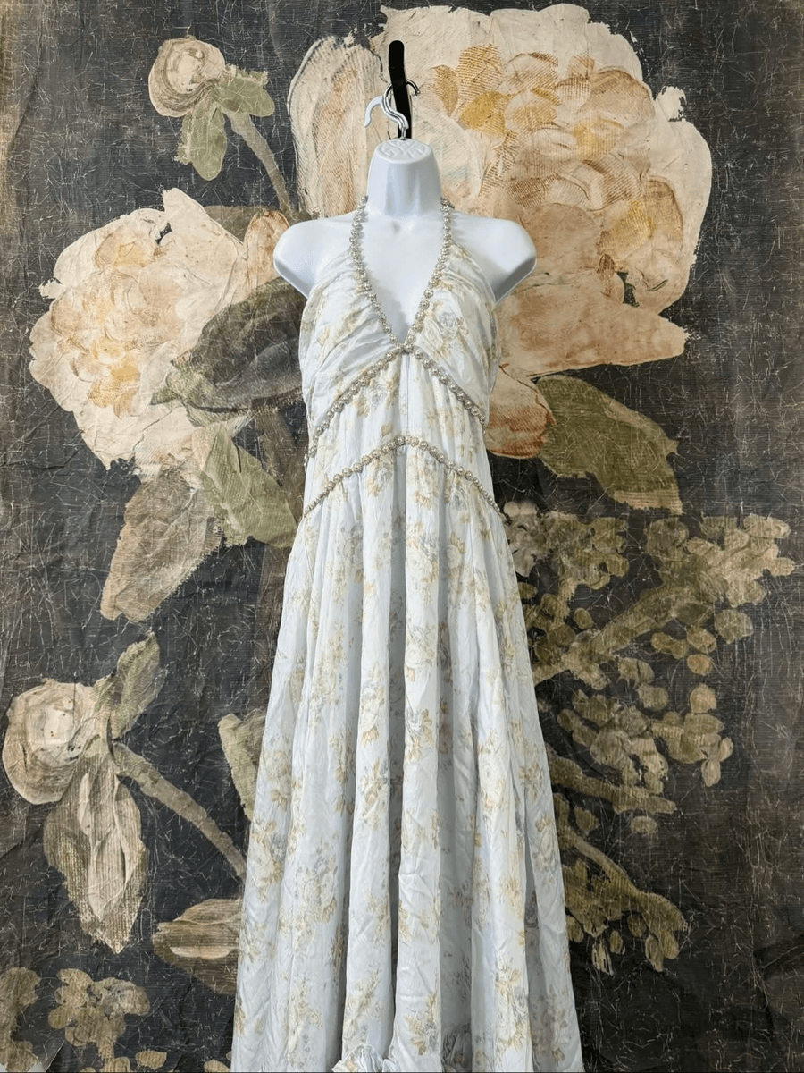 New Anthropologie V. Chapman Scarlette Halter Embellished Corset Organza  Maxi Dr | eBay