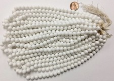 1 POUND (600+PCS) VINTAGE JAPANESE GLASS CHERRY BRAND WHITE 8mm ROUND BEADS 4000