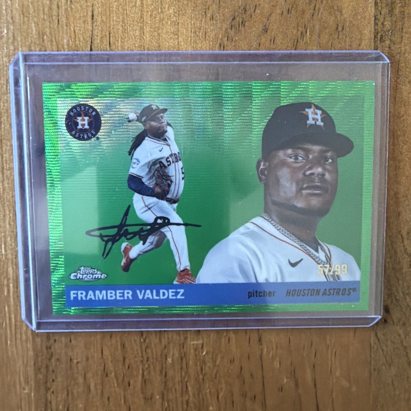 2025 Topps Chrome Platinum FRAMBER VALDEZ #44 Green Wave Refractor 57/99 -Astros