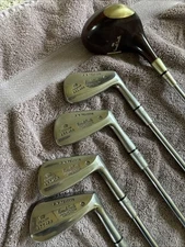 Lot of 5 Vintage KENNETH SMITH GOLF CLUBS 4, 5, 7, 9 IRONS,  1 WOOD
