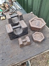 Old Vintage Cast Iron Weights Qty 5 barn find