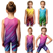 Girls Bodysuit Exercise Jumpsuit Thigh Length Leotard Training Practice Ballet