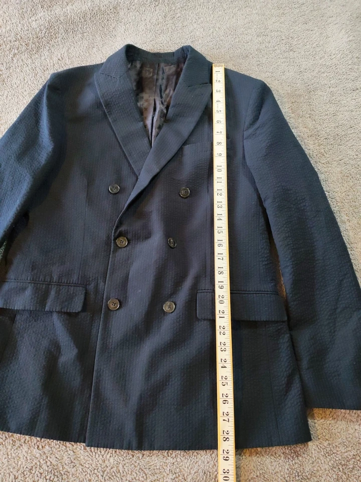 Chaqueta/abrigo Hammond & Co By Patrick Grant para hombre inteligente/mediano 38 azul marino Seersucker Foto 4 de 4