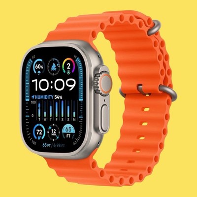 Apple Watch Ultra 2 UNLOCKED GPS Cellular 49mm Titanium Case Orange Ocean Band