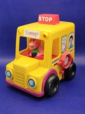 Vtg 1994 Barney The Dinosaur Push N Go Roll SCHOOL BUS 7" Toy Lyons Group WORKS