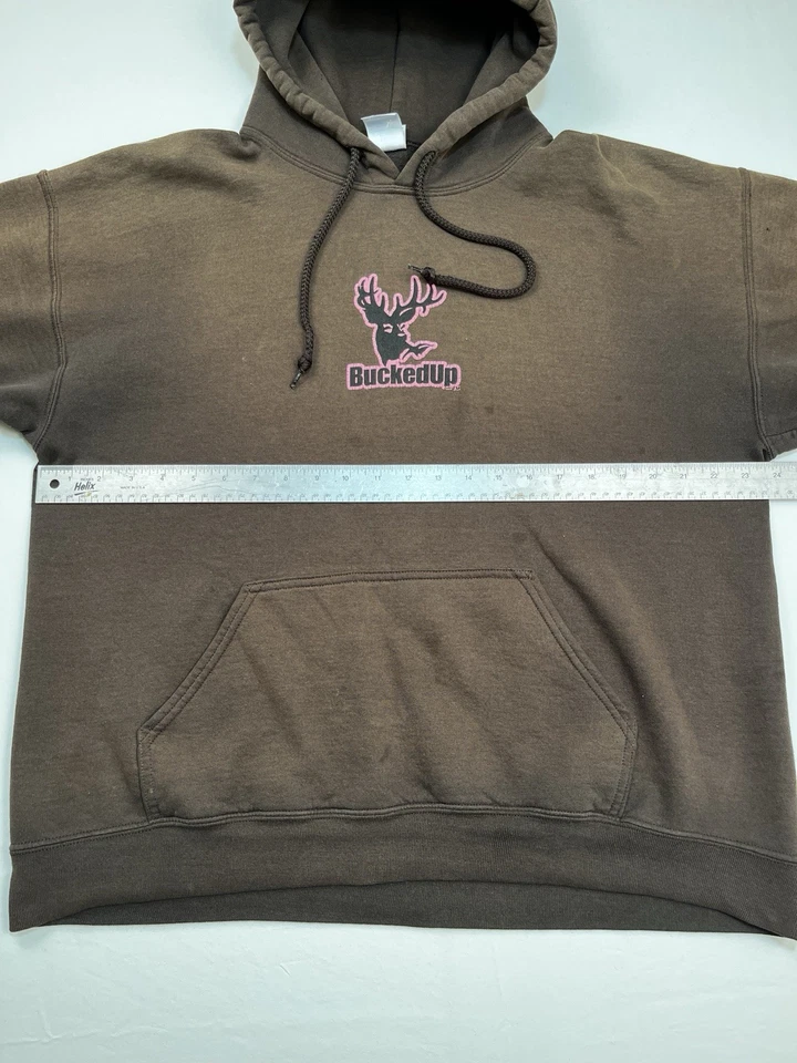 Sudadera con capucha Gildan 2005 vintage marrón descolorida por el sol. Defectos menores. (en la foto) Foto 4 de 4