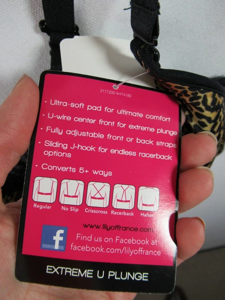 NEW Lily of France Animal Print Extreme Plunge Bra Underwire 36B 2177200 - Image 4 of 4