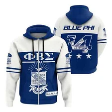 Blue Phi Beta Sigma Zip Hoodie 3D All Over Print For Men and Women BG