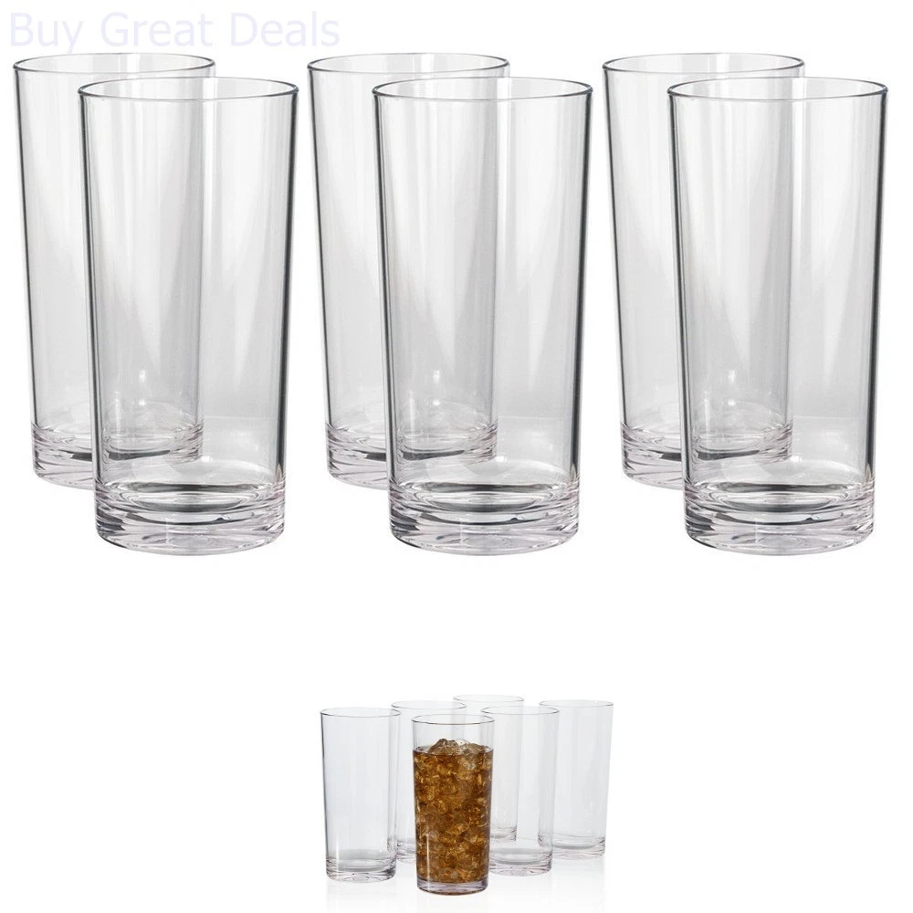 Plastic Tumbler Set Drinking Glass Water Cups Crystal Clear