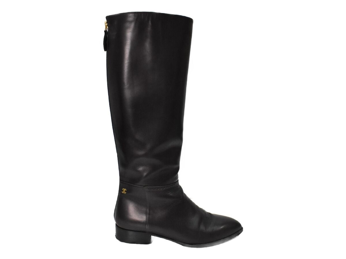 CHANEL G30922 Leather Long Boots 36.5 Black Authentic Women CHANEL G30922 Leather Long Boots 36.5 Black Authentic Women