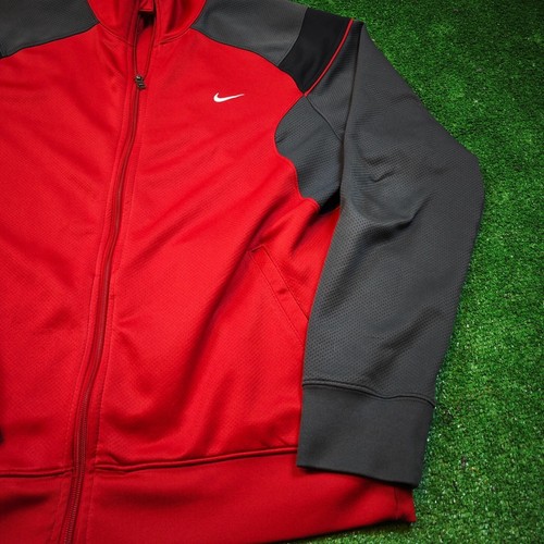 Suéter Nike vintage para hombre cremallera grande rojo gris bloque de color p... - Imagen 4 de 13