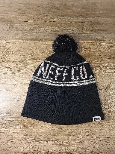 NEFF CO. 男女通用黑色/灰色 Pom 豆豆冬季滑雪帽帽子均码适合大多数 23C — 第 2/4 张图片