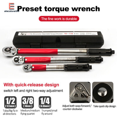 1/2'' 3/8'' Preset Torque Wrench Ratchet Socket Wrench Universal Auto Repair Tool