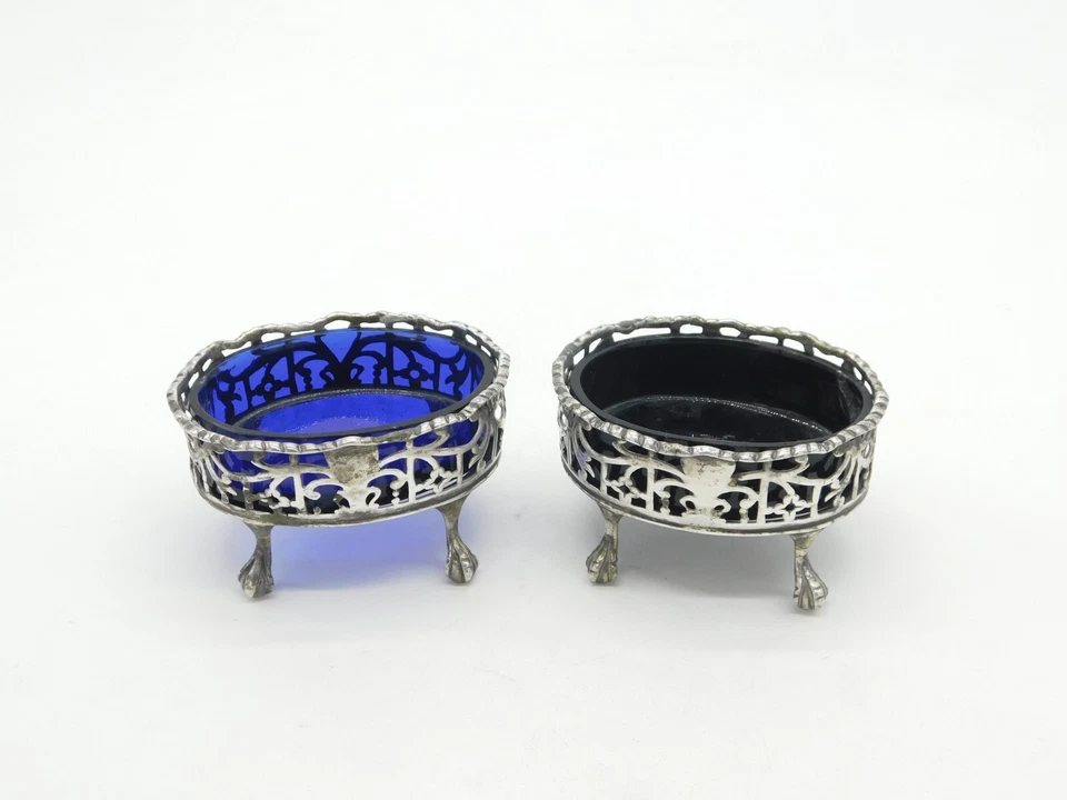 George III Pair of Sterling Silver Pierced Paw Foot Salt Cellars Antique 1811 - Image 3 of 4