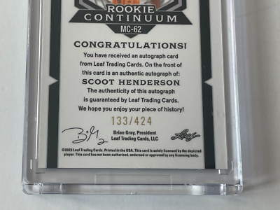 2023 Leaf Rookie Continuum SCOOT HENDERSON Autograph AUTO Signed