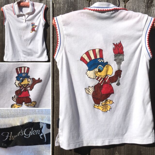 Vintage Sam The Olympic Eagle Top Hunters Glen 80s 1980s Hand Painted size M