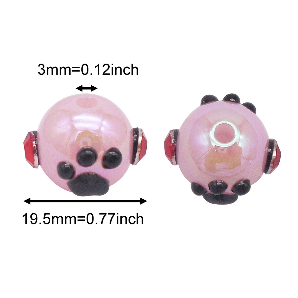 Pulsera collar de cuentas de acrílico con estampado de pata de cristal rojo 10 piezas hágalo usted mismo agujero de cuentas 3 mm Foto 2 de 4