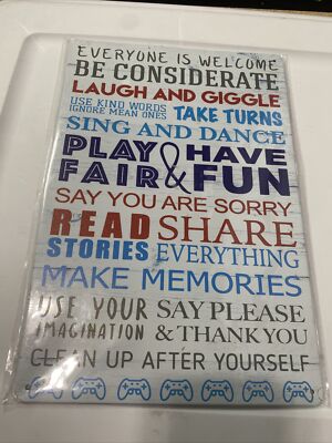Everyone is Welcome Be Considerate Laugh and Giggle..Tin/Metal Sign 8''x12'' Used