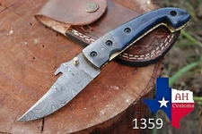 CUSTOM HAND FORGED DAMASCUS STEEL FOLDING POCKET KNIFE & BONE HANDLE EDC AH-1359