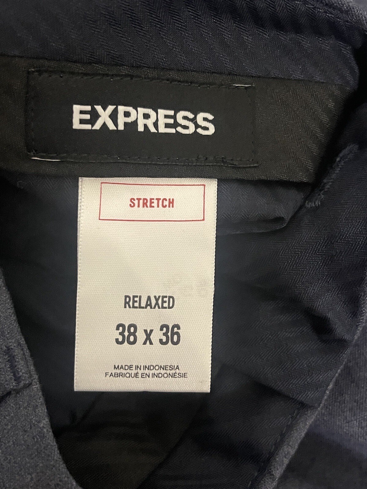 Express Relaxed Mens 38x36 Blue Flat Front Dress Pants Chino Stretch