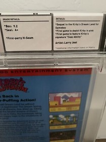 1993 Kirby&rsquo;s Adventure Nintendo NES Sealed Graded WATA 9.2 A+ Seal