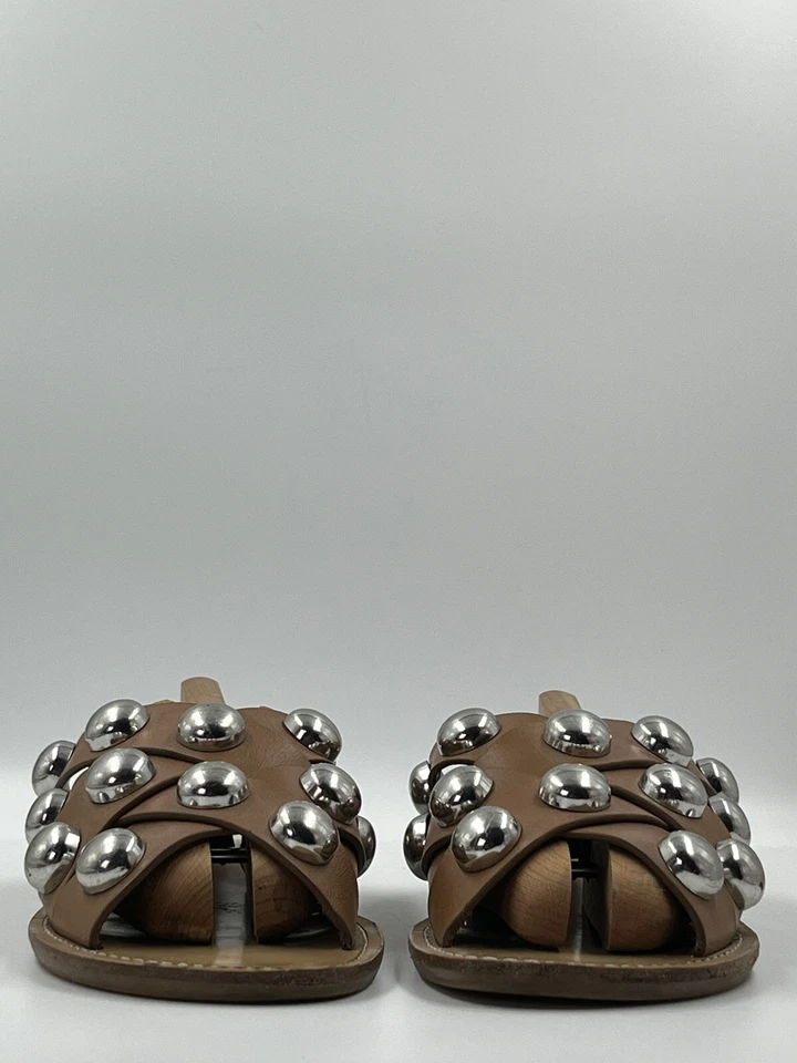 Sandalias Marc Fisher para mujer Raidan con tachuelas marrón plateado tejidas sin cordones 6,5 M Foto 4 de 4