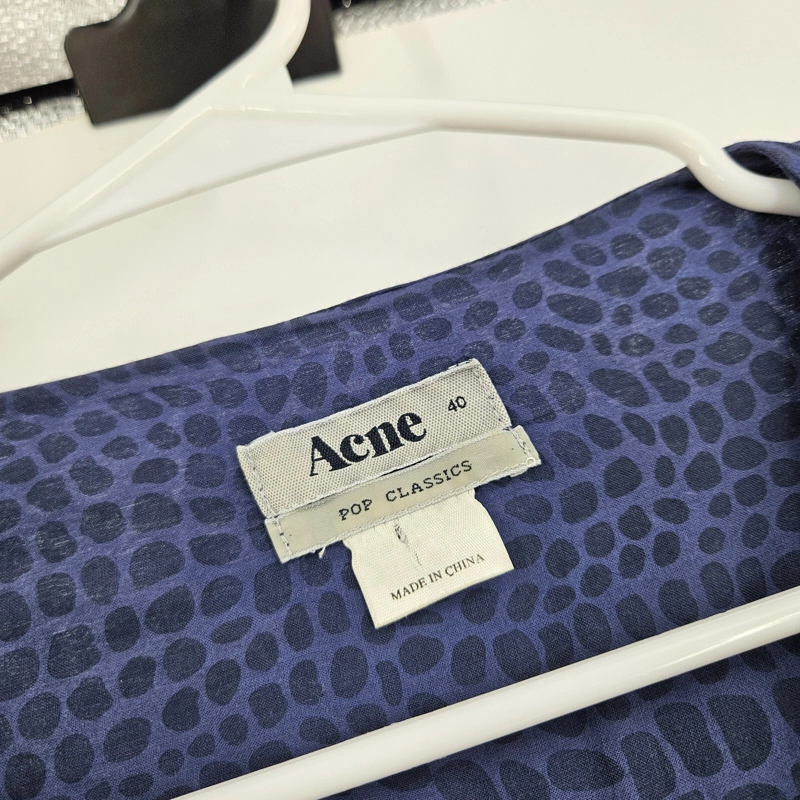 ACNE STUDIOS Abito Camicia Acne Pop Classics Blu Patchwork Lagenlook Bottoni Mini Taglia 40