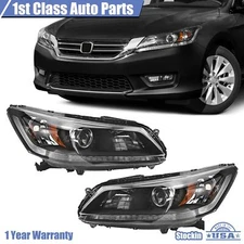 Left & Right Halogen Headlights Headlamps For 2013-2015 Honda Accord Sedan