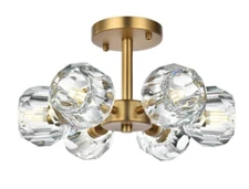 Flush Mount Light Fixture Chandelier Satin Gold Hallway Foyer Bathroom Bedroom