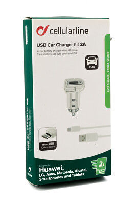 Cellularline 2in1 Ladeset USB KfZ Buchse 12/24V + Micro USB Ladekabel 1m 2A 123