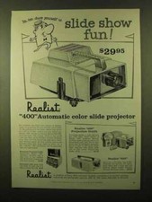 1958 Realist 400 Automatic Color Slide Projector Ad 