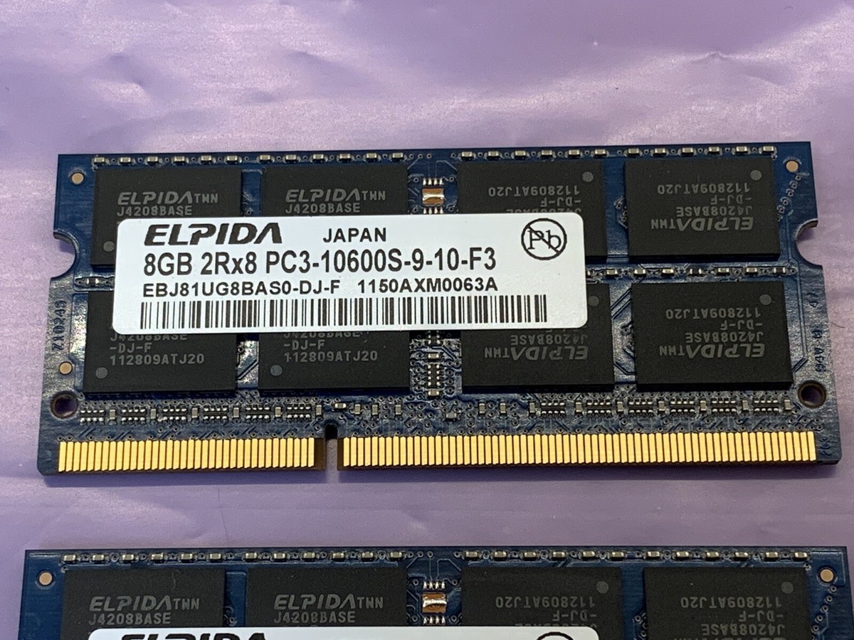 Elpida 8GB 2Rx8 PC3-10600S DDR3 Laptop Memory Ram EBJ81UG8BAS0-DJ