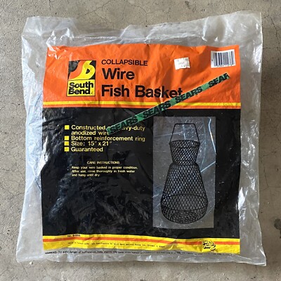 collapsible fish baskets WEISGJA Fishing Cage Basket, Nylon Baskets, Fish Keeping Net with Anchor Bolt, for Minnows,Crab,Shrimp,Crawfish-Black(60X13 in) : Sports & Outdoors Jumbo Fish Basket 19 diameter Vintage South Bend Collapsible Wire