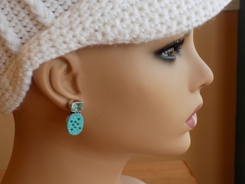 Amy Kahn Russell sterling turquoise topaz earrings - Picture 2 of 7