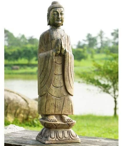 Buda meditando em pé grande no pedestal decoração zen exterior interior 2,25 pés - Imagem 4 de 4