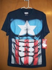 Mens Adult Captain America tee T-shirt Marvel Comics Halloween Costume
