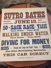 San Francisco Sutro Baths 1897 Street Car Rare Poster!