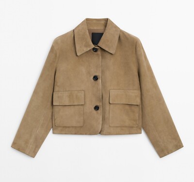 Women's Latest Suede Leather Jacket Beige Cropped Vintage Women's Latest Suede Leather Jacket Beige Cropped Vintage