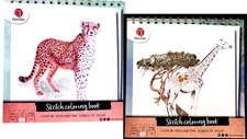 Deco-Time Coloring Artist Sketch Book Tropical & African Animals CHOICE - 2 NEW!