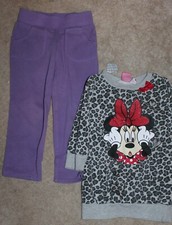 Girls' Size 4-5 OUTFIT Minnie Mouse Sweatshirt  Purple Knit Pants EUC