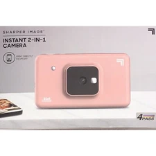 SHARPER IMAGE Instant Print Camera, 2.1" x 3.4" Print, 4Pass Tech, Pink